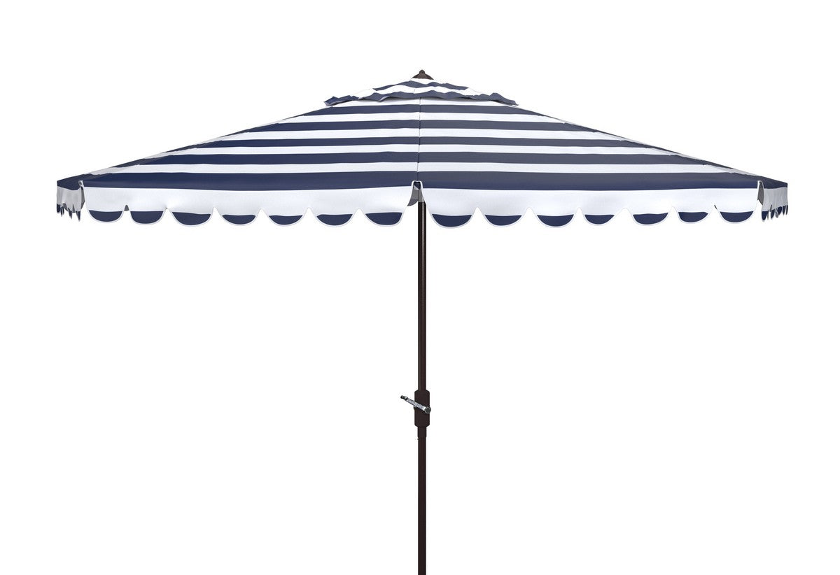  Safavieh Vienna Round Crank Umbrella - Navy/White - Bonton