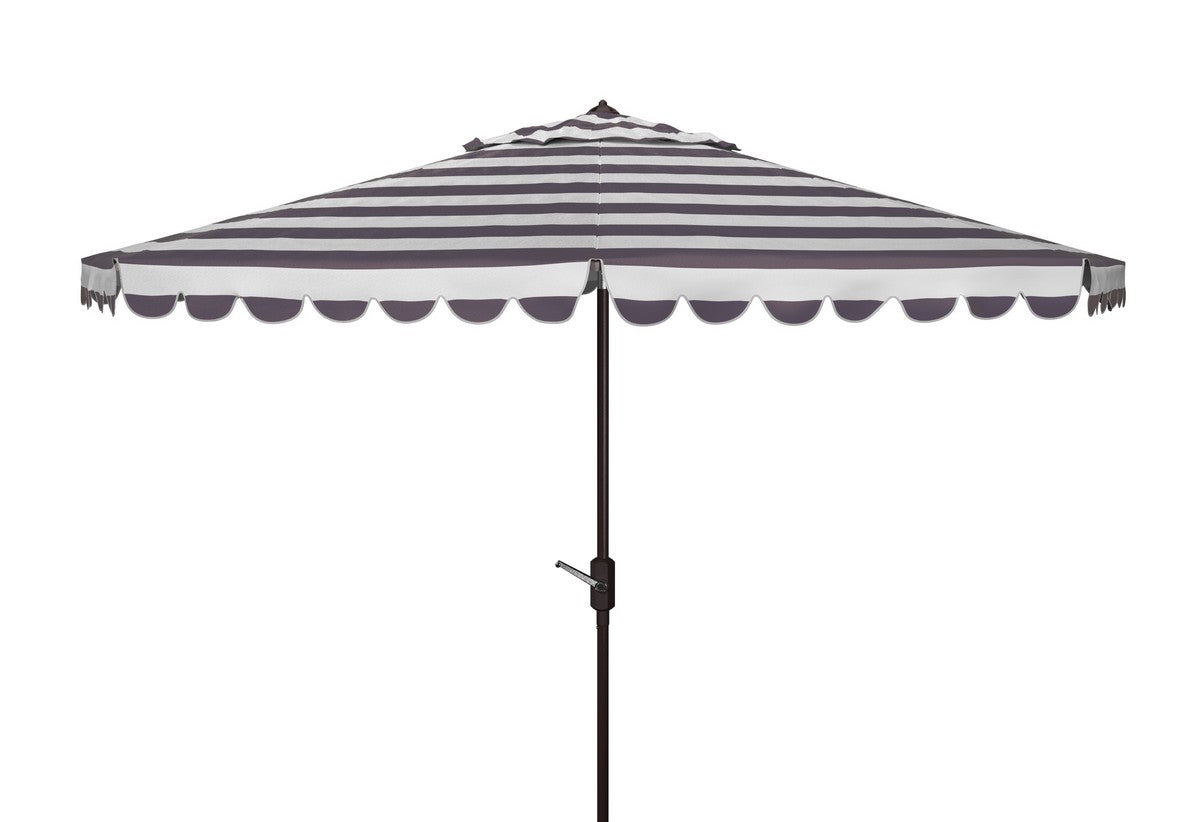  Safavieh Vienna Round Crank Umbrella - Black/White - Bonton