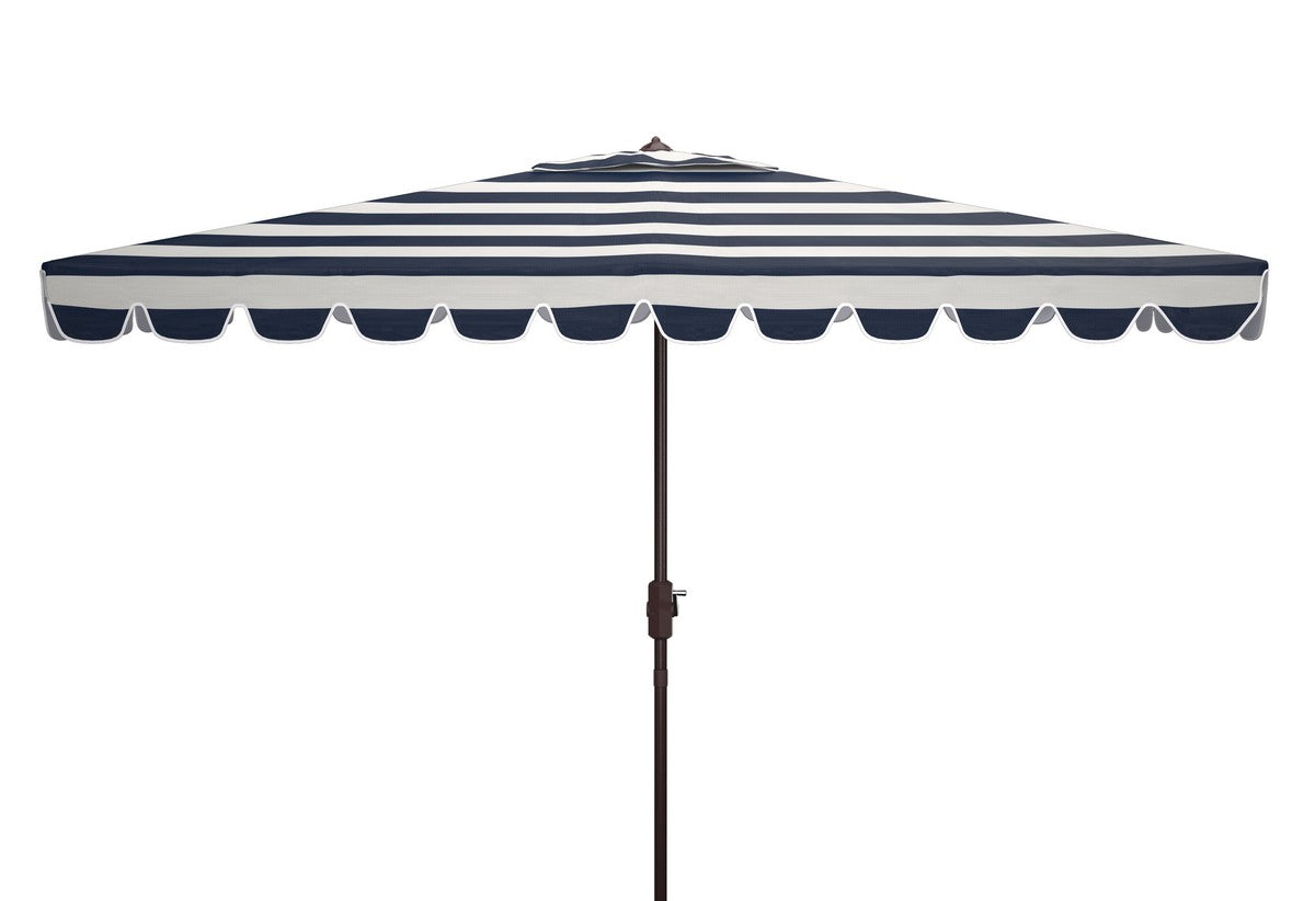  Safavieh Vienna Rectangle Crank Umbrella - Navy/White - Bonton