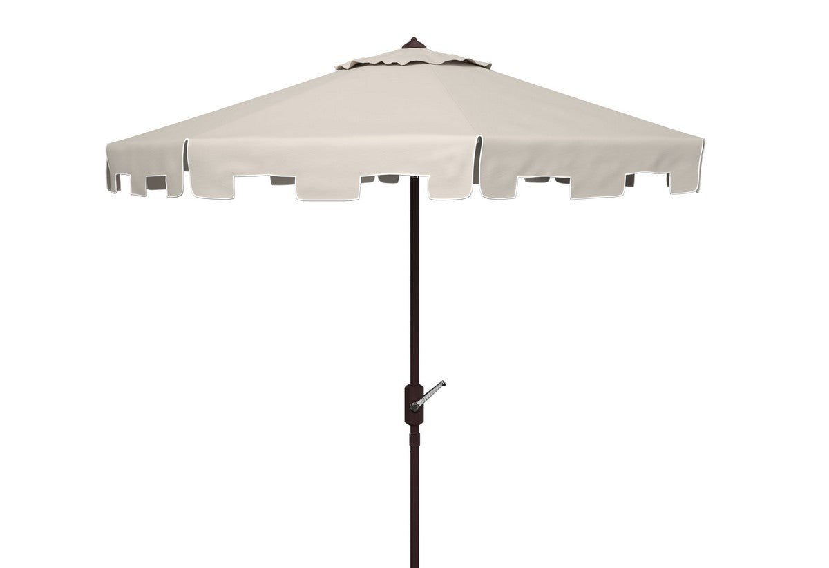  Safavieh Zimmerman Round Market Umbrella - Beige/White - Bonton