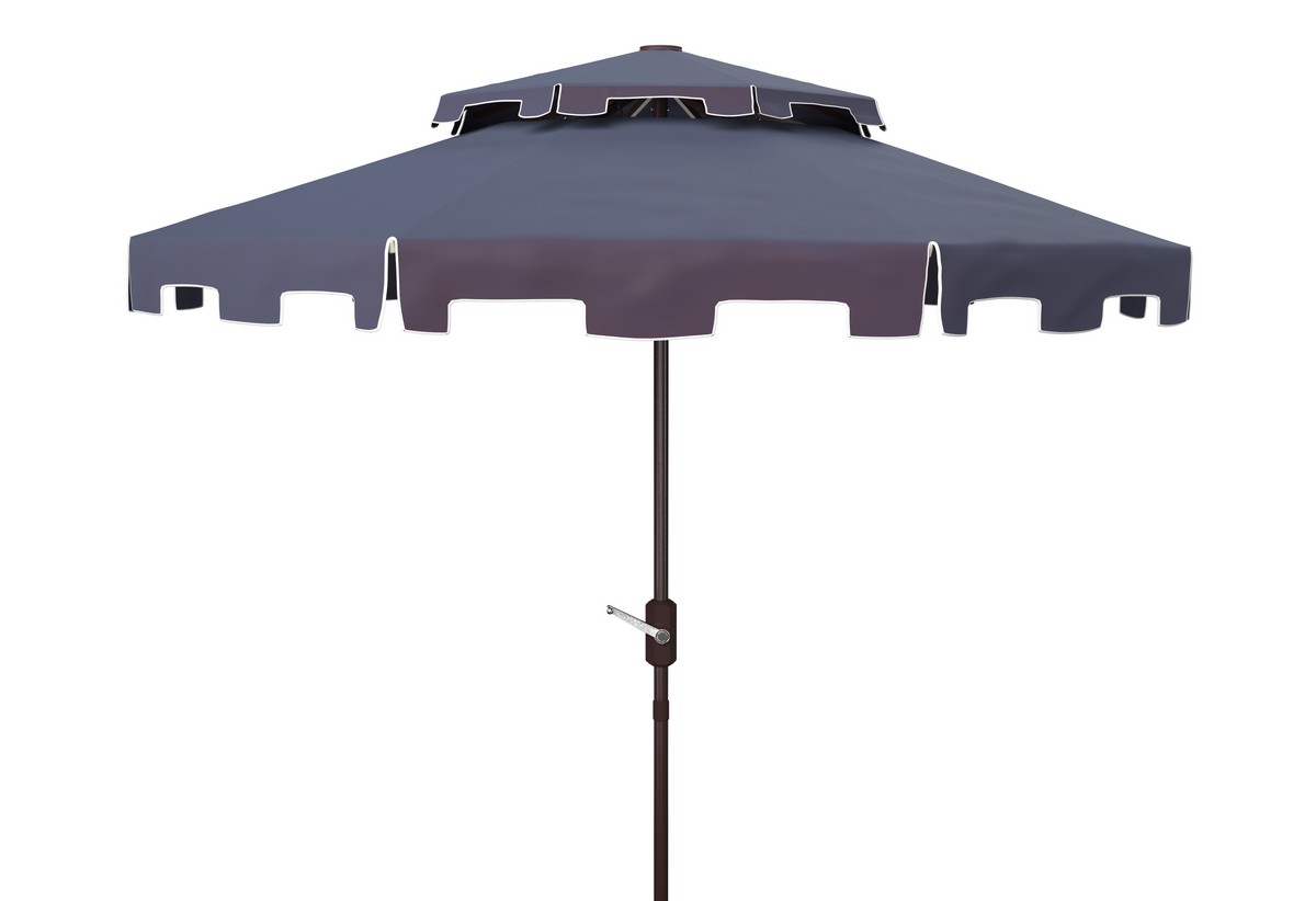  Safavieh Zimmerman Double Top Market Umbrella - Navy/White - Bonton