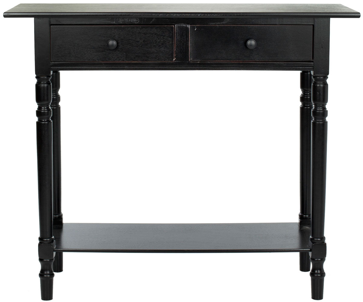  Safavieh Rosemary 2 Drawer Console - Distressed Black - Bonton