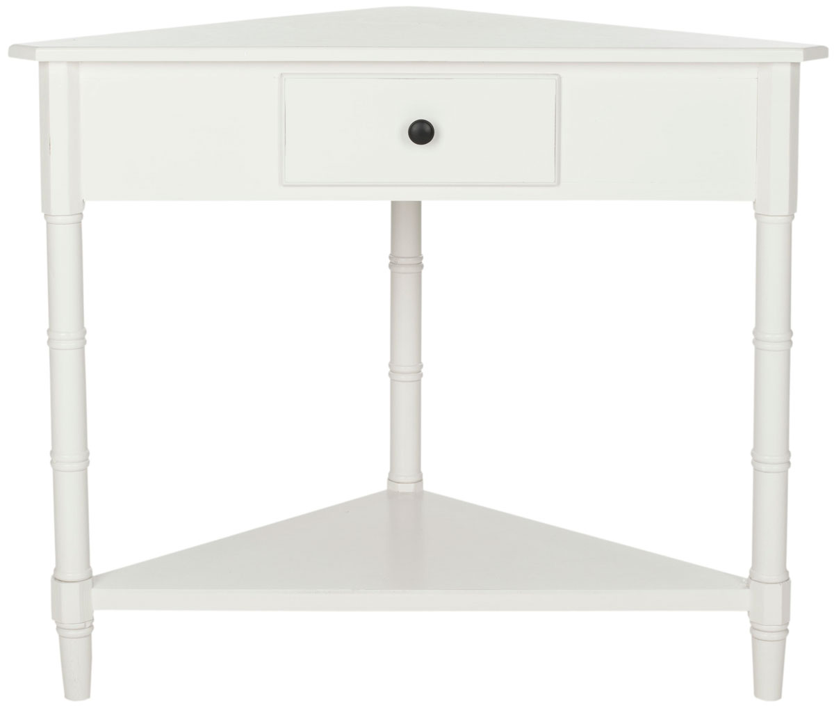  Safavieh Gomez Corner Table with Storage Drawer - Distressed Cream - Bonton