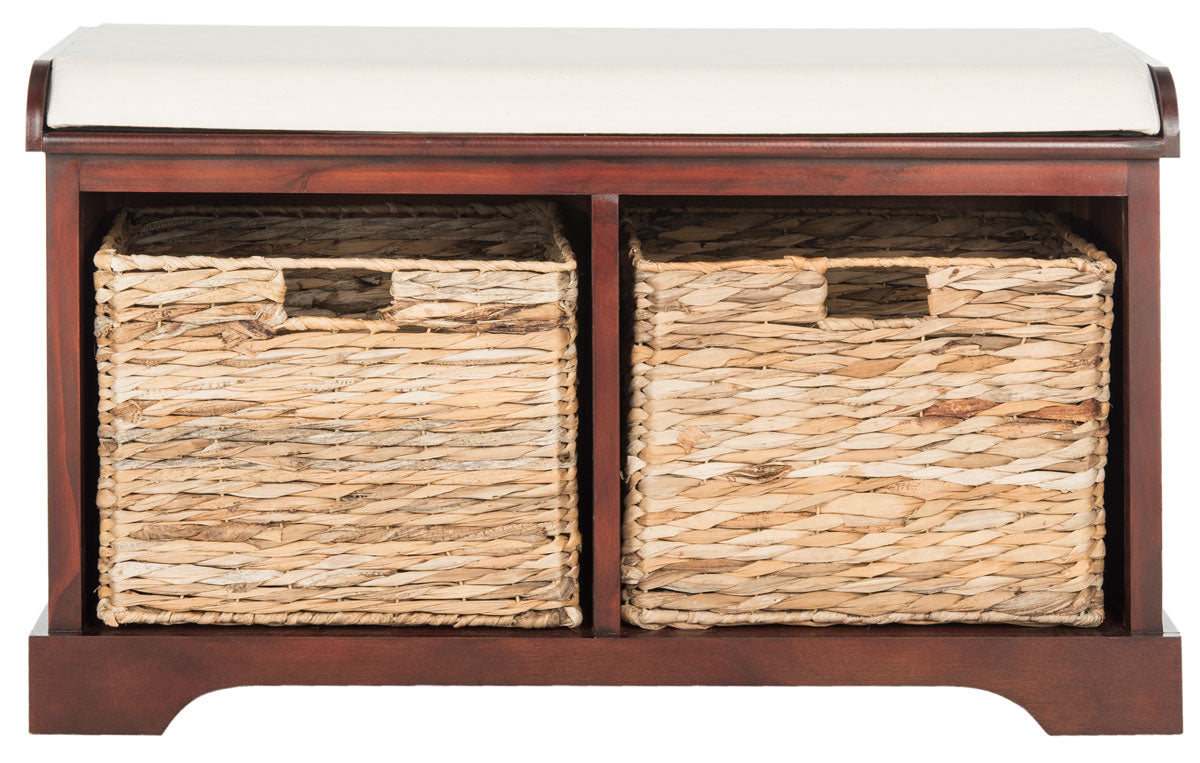  Safavieh Freddy Wicker Storage Bench - Cherry - Bonton