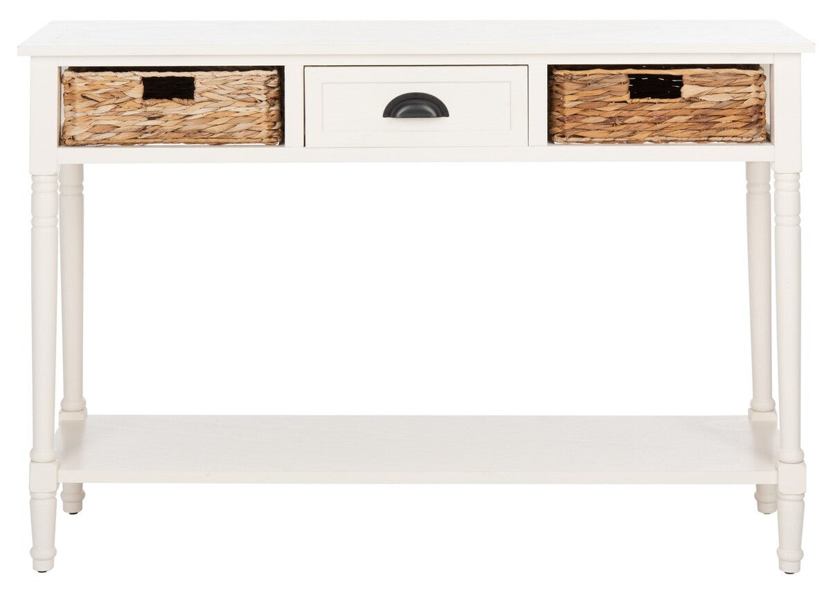  Safavieh Christa Console Table with Storage - Vintage White - Bonton