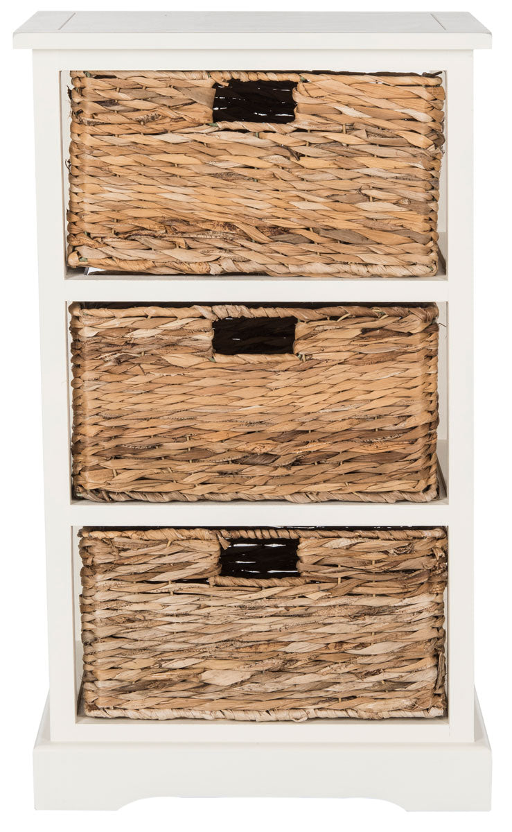  Safavieh Halle 3 Basket Storage Side Table - Vintage White - Bonton