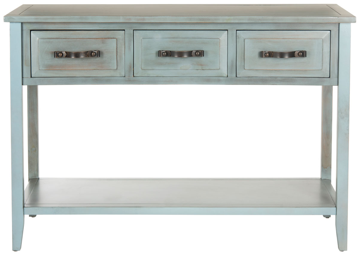  Safavieh Aiden 3 Drawer Console Table - Barn Blue - Bonton