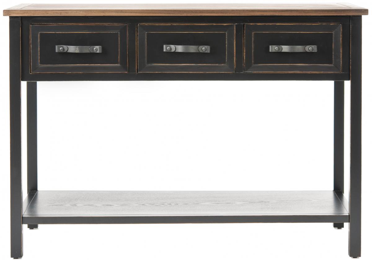  Safavieh Aiden 3 Drawer Console Table - Black - Bonton