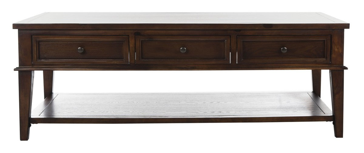  Safavieh Manelin Coffee Table with Storage Drawers - Sepia - Bonton