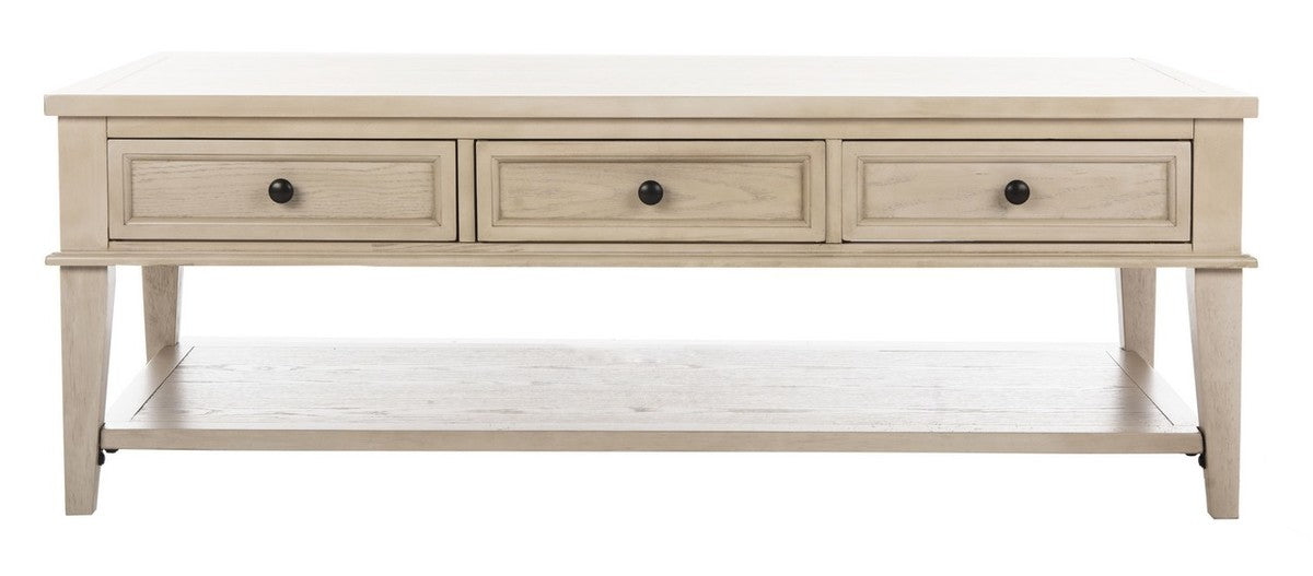  Safavieh Manelin Coffee Table with Storage Drawers - White Washed - Bonton