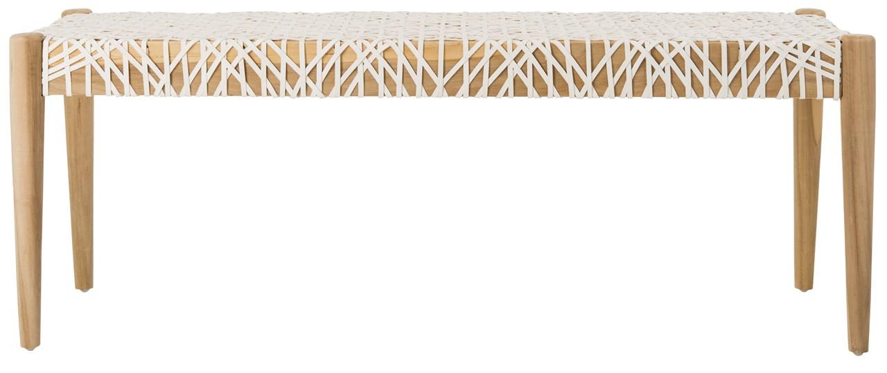  Safavieh Bandelier Leather Weave Bench - Natural - Bonton