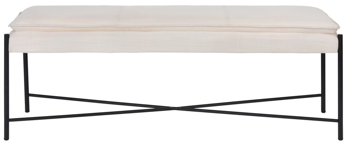  Safavieh Kara Cushioned X Bench - Light Beige Linen - Bonton