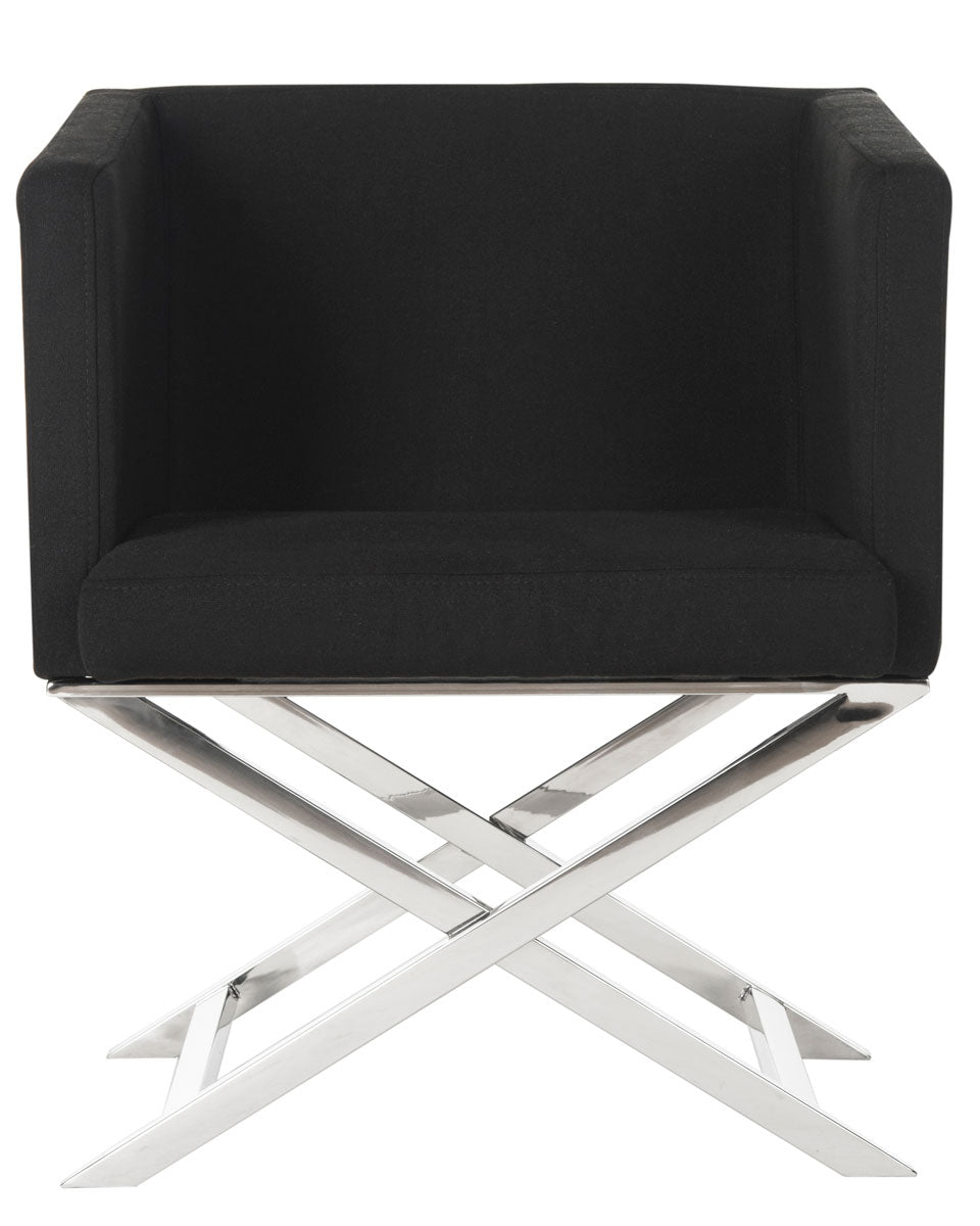  Safavieh Celine Chrome Cross Leg Chair - Black - Bonton