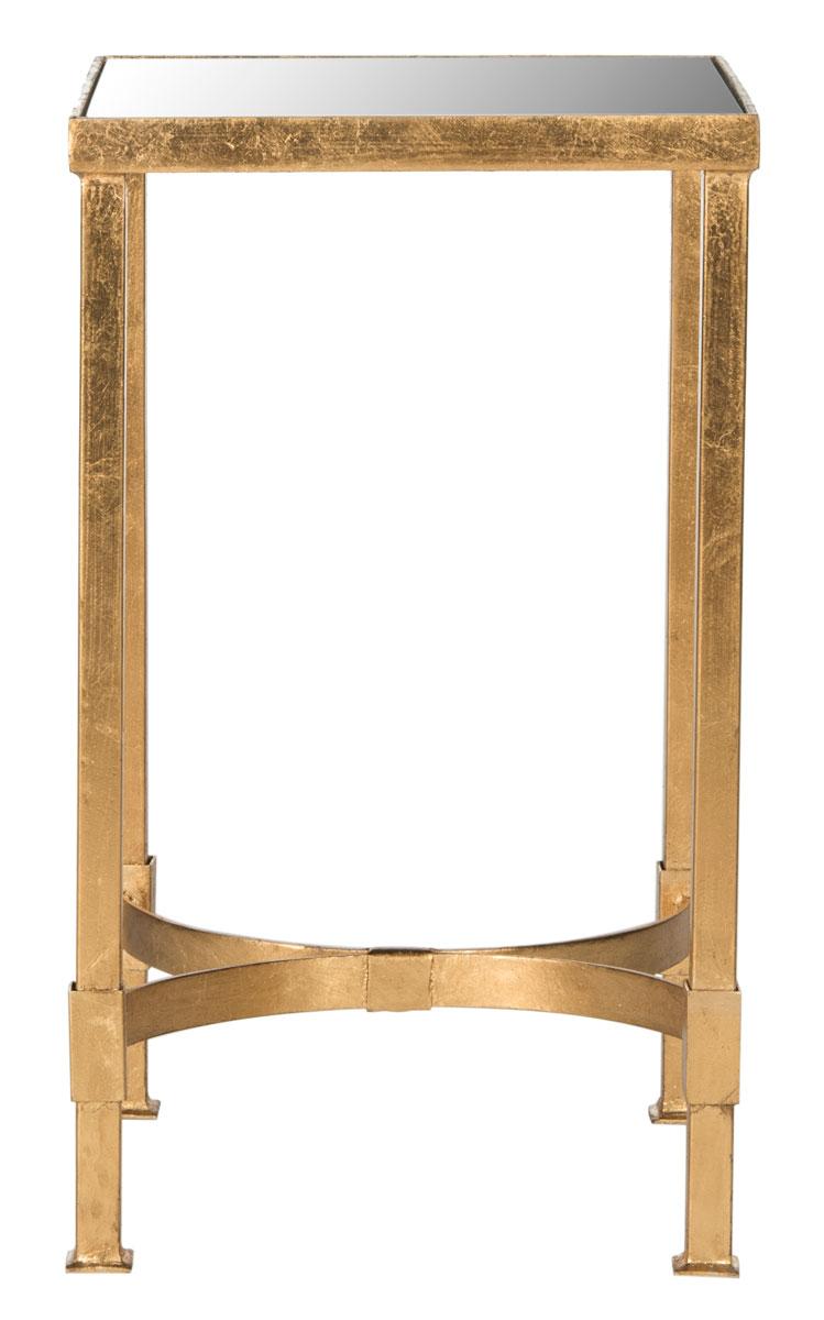  Safavieh Halyn Gold Leaf Mirror Top End Table - Gold - Bonton