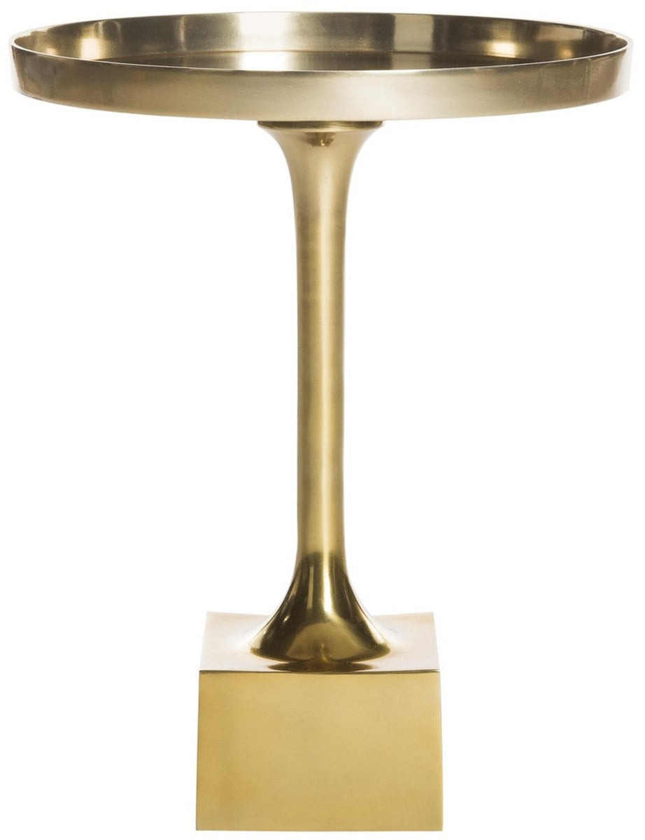  Safavieh Corvus Round Side Table - Antique Brass - Bonton