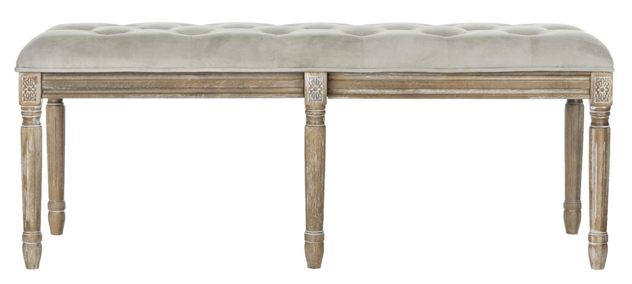  Safavieh Rocha French Brasserie Tufted Bench - Grey Velvet - Bonton