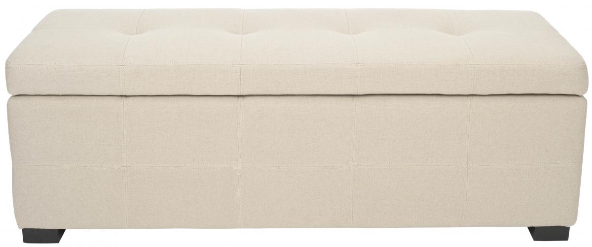  Safavieh Maiden Tufted Storage Bench - Taupe - Bonton