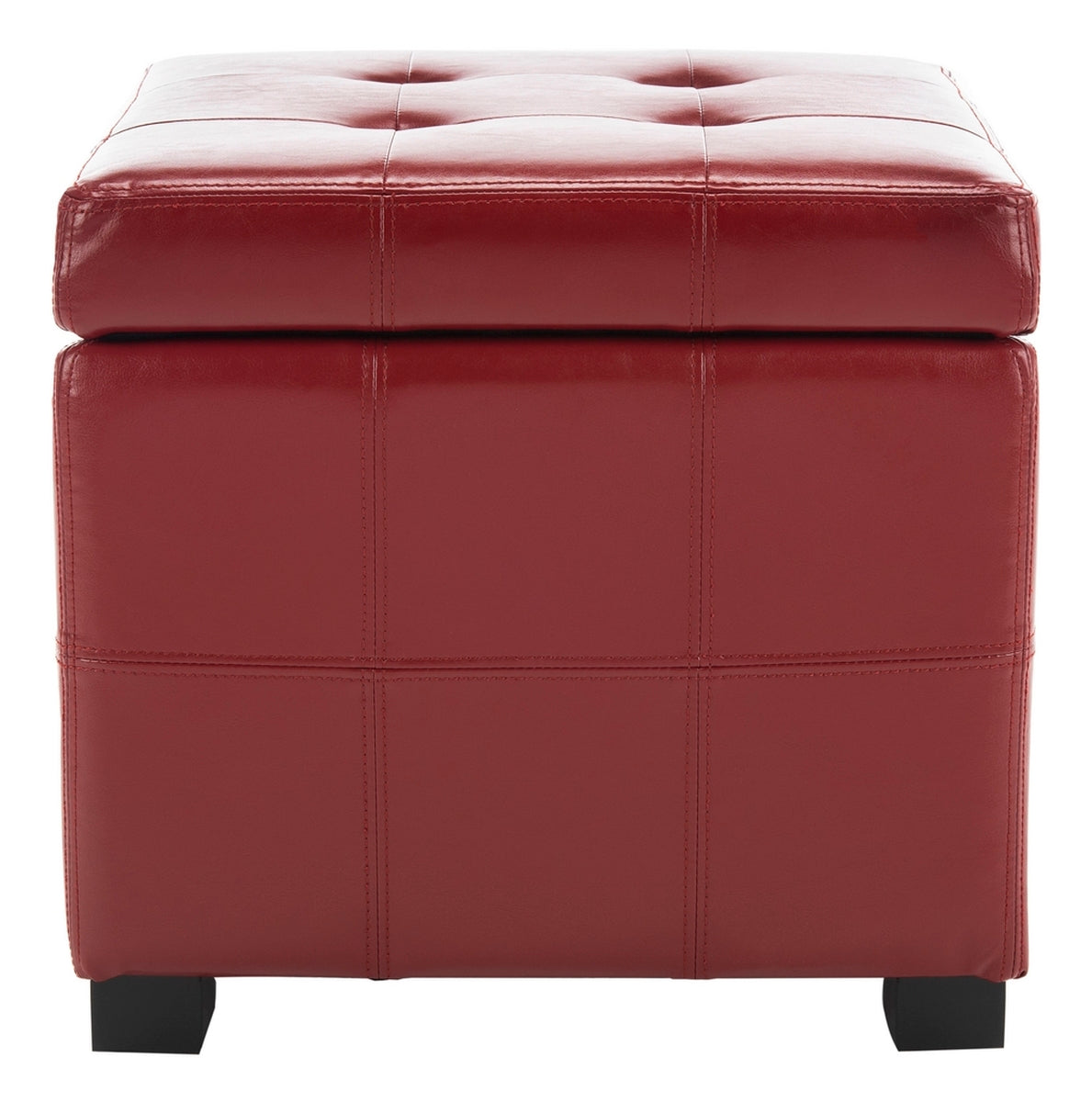  Safavieh Maiden Square Tufted Ottoman - Red - Bonton