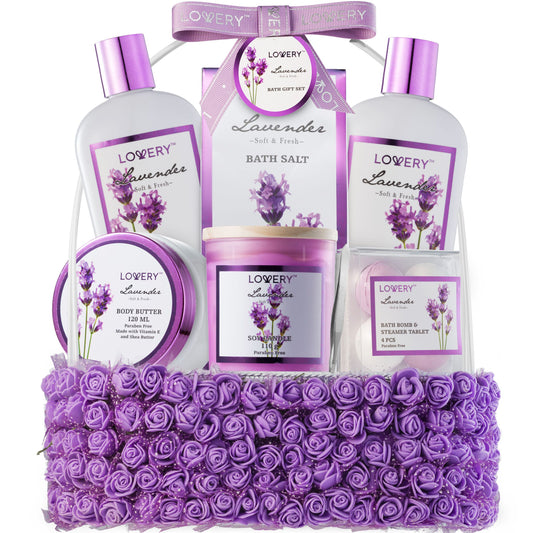 Lavender Body Care Gift Set, Handmade Self Care Kit, 15 Pieces