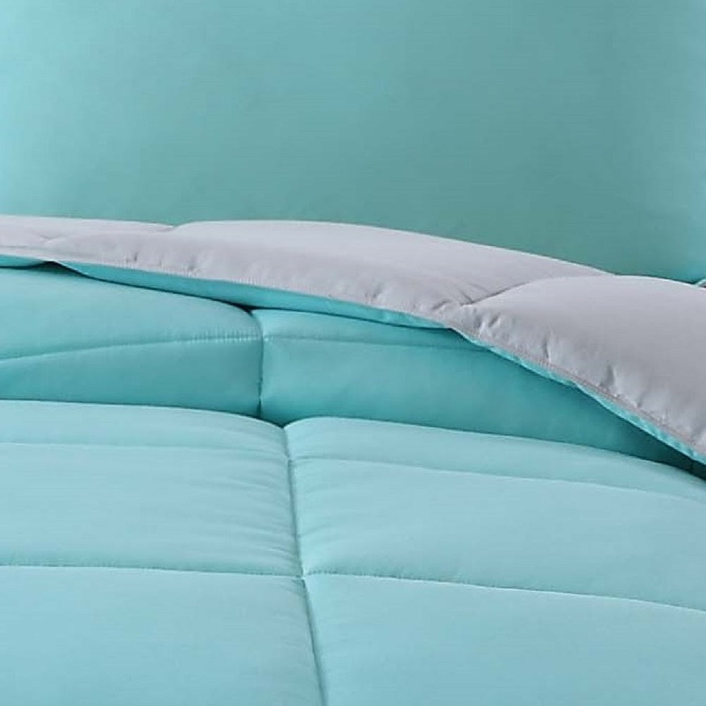  My World Solid Comforter Set Turquoise & Grey - Turquoise and Grey - Bonton