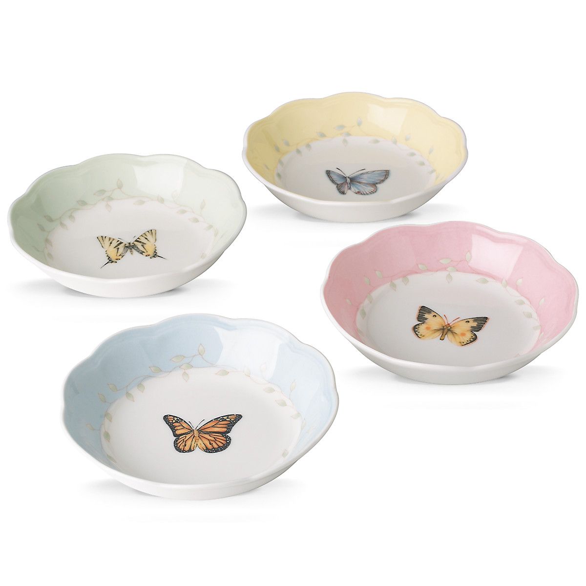  Lenox Butterfly Meadow Dessert Fruit Dishes Set of 4 - White - Bonton