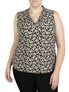  Anne Klein Plus Size Printed Pleat Front Top - Anne Black/Latte - Bonton