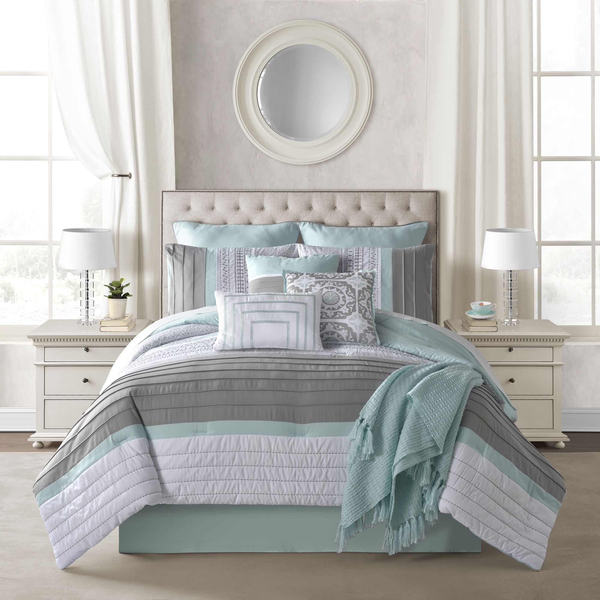  Lanwood Home Mia 10 Piece Comforter Set - Turquoise - Bonton