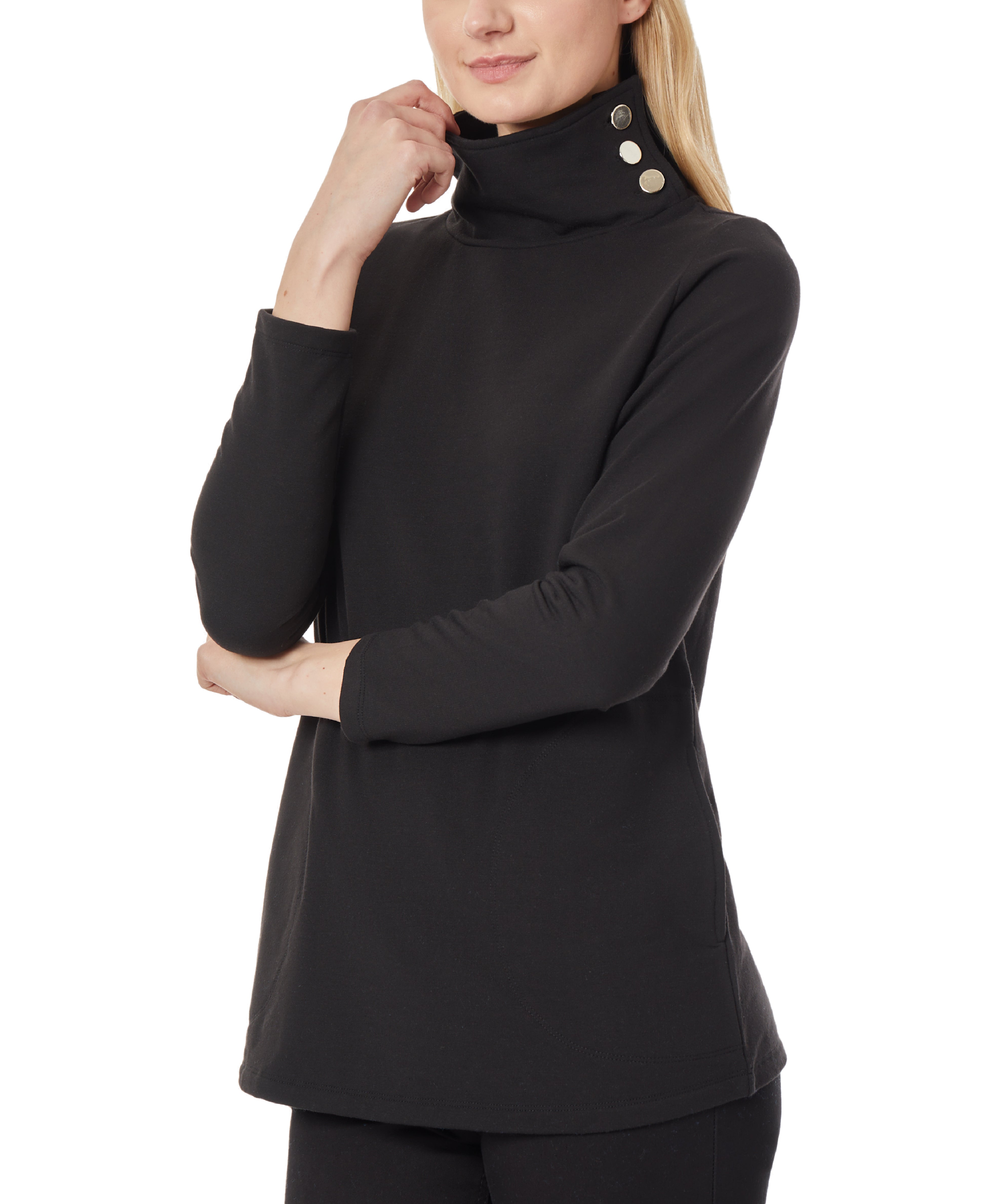  Jones New York Long Sleeve Mock Neck Pullover - Jones Black - Bonton