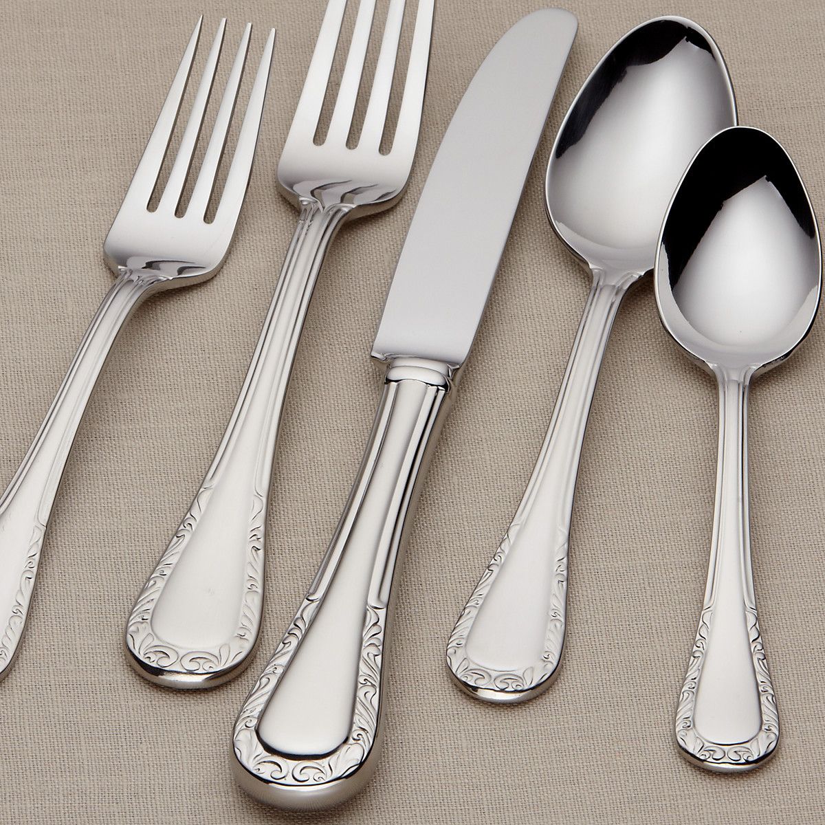  Lenox Venetian Lace 5-Piece Flatware Set - Stainless Steel - Bonton