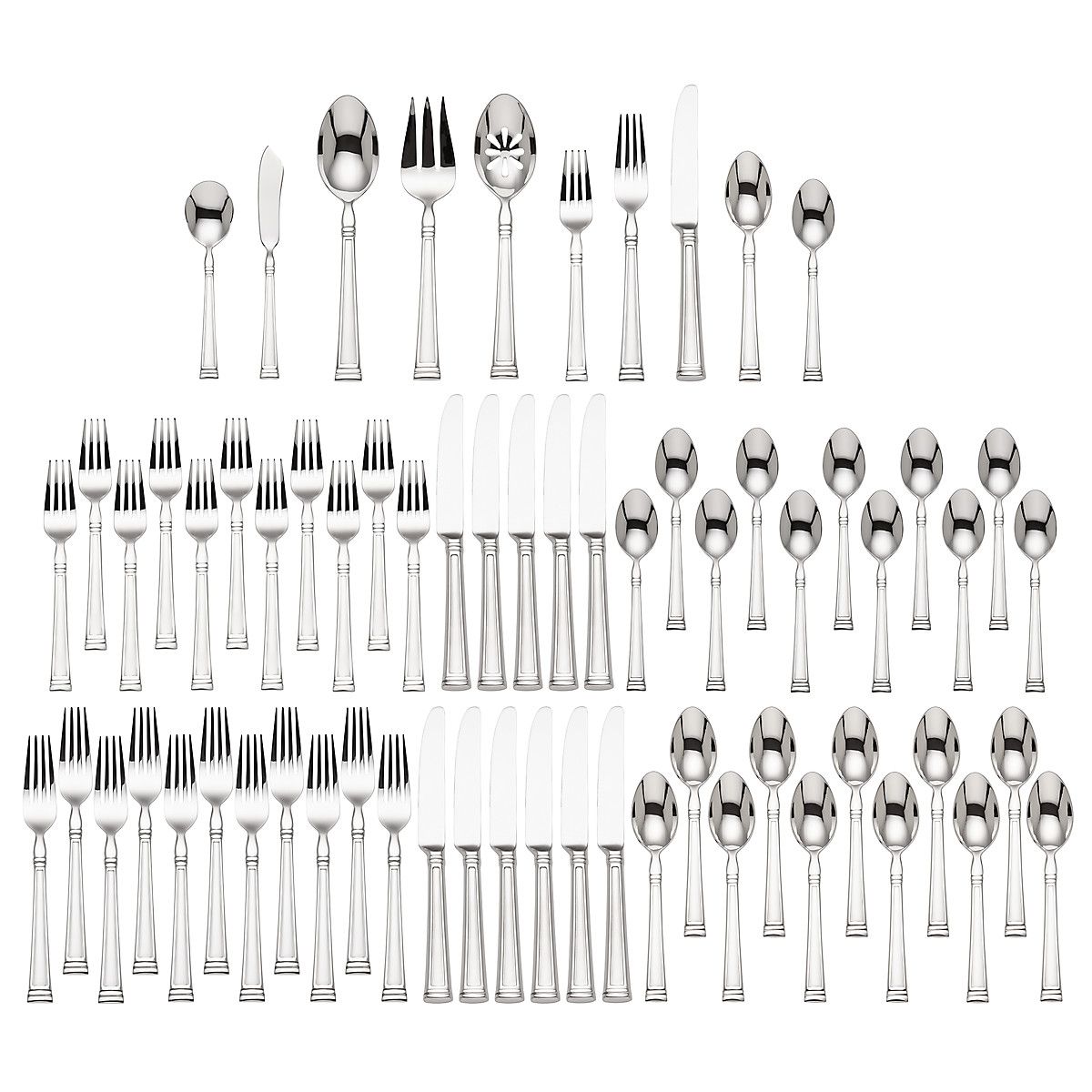  Lenox Esquire 65-Piece Flatware Set - Stainless Steel - Bonton