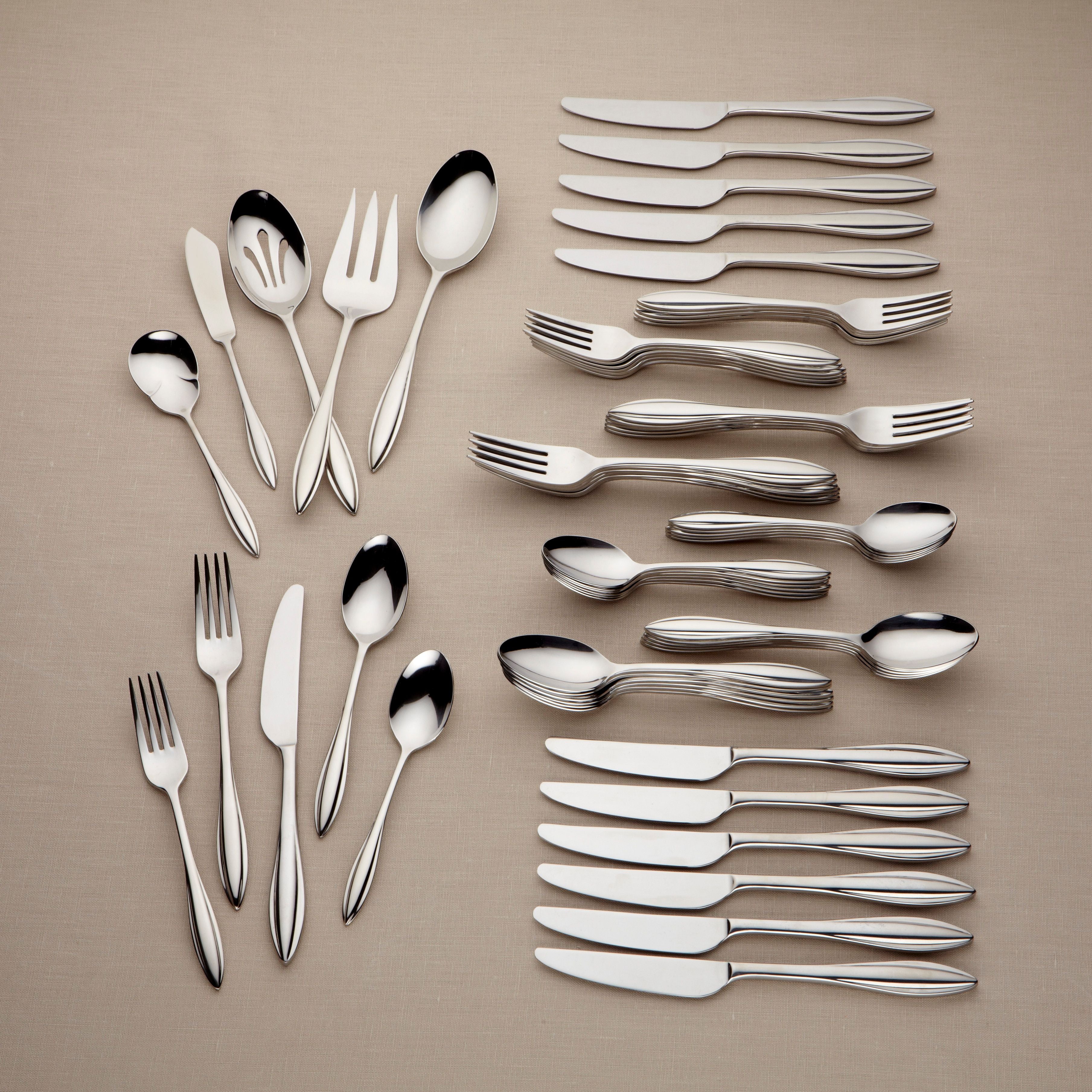  Lenox Sculpt 65-Piece Flatware Set - Stainless Steel - Bonton