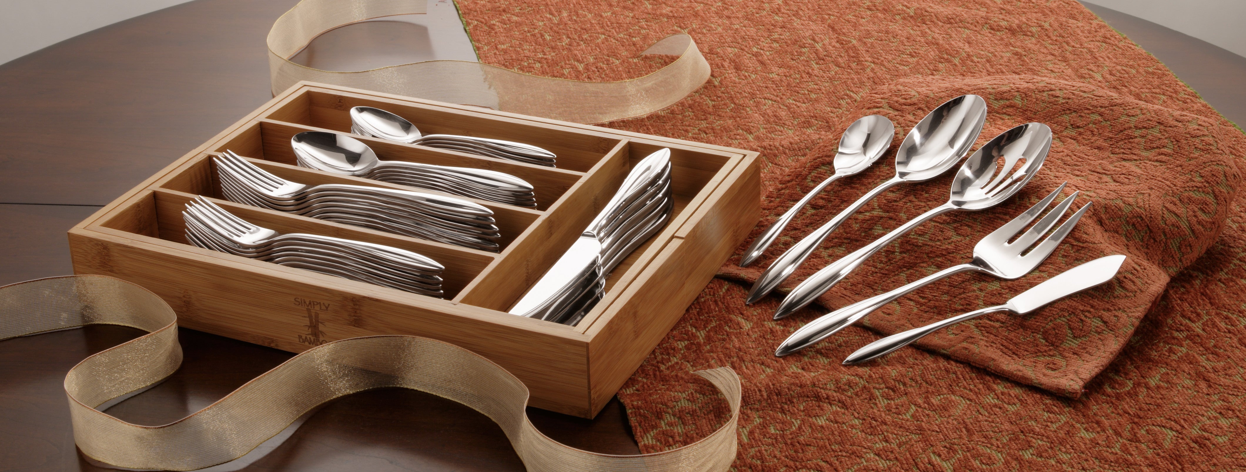  Lenox Sculpt 65-Piece Flatware Set - Stainless Steel - Bonton