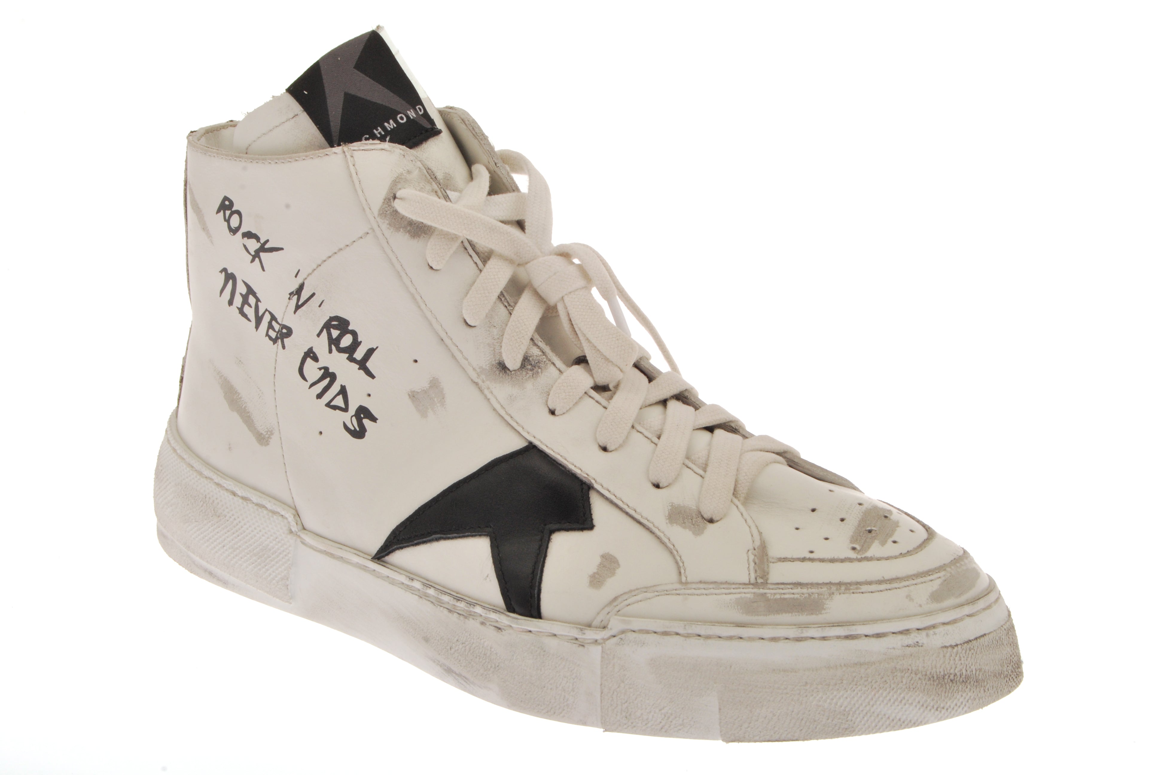  High Top Sneakers with Script Detail - Bianco - Bonton