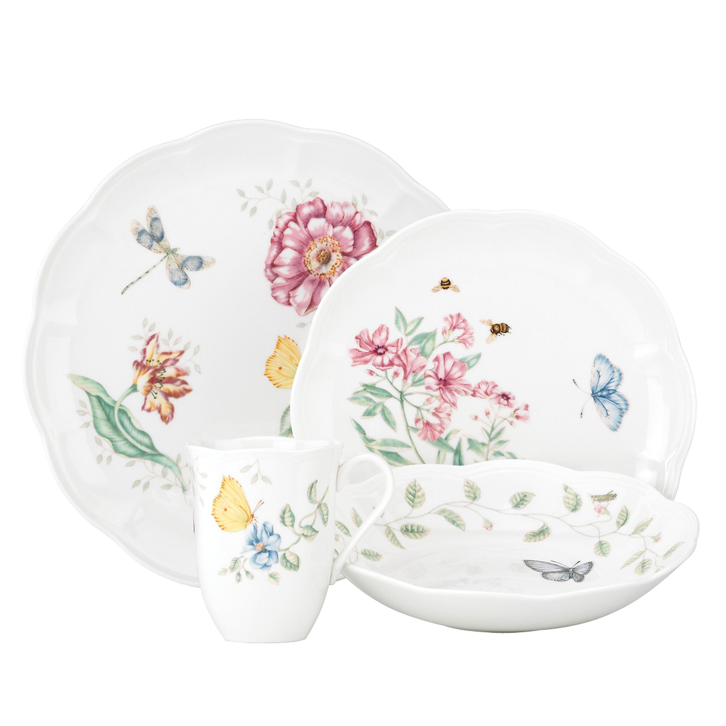  Lenox Butterfly Meadow 4-Piece Place Setting - White - Bonton