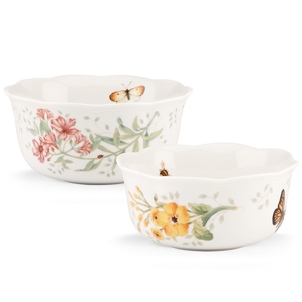  Lenox Butterfly Meadow Nesting Bowls Set of 2 - White - Bonton