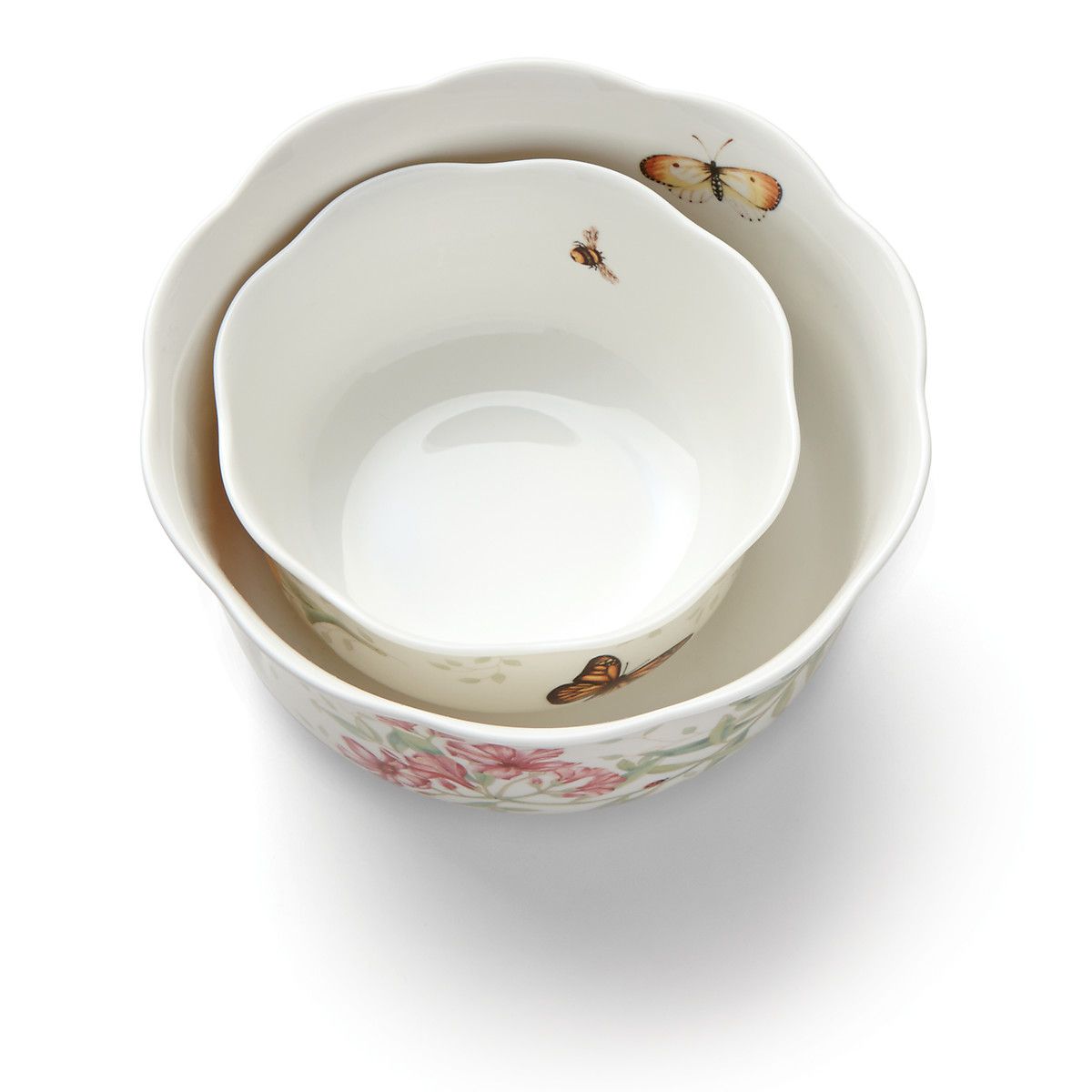  Lenox Butterfly Meadow Nesting Bowls Set of 2 - White - Bonton