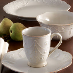 French Perle 12-Piece Plate & Mug Dinnerware Set