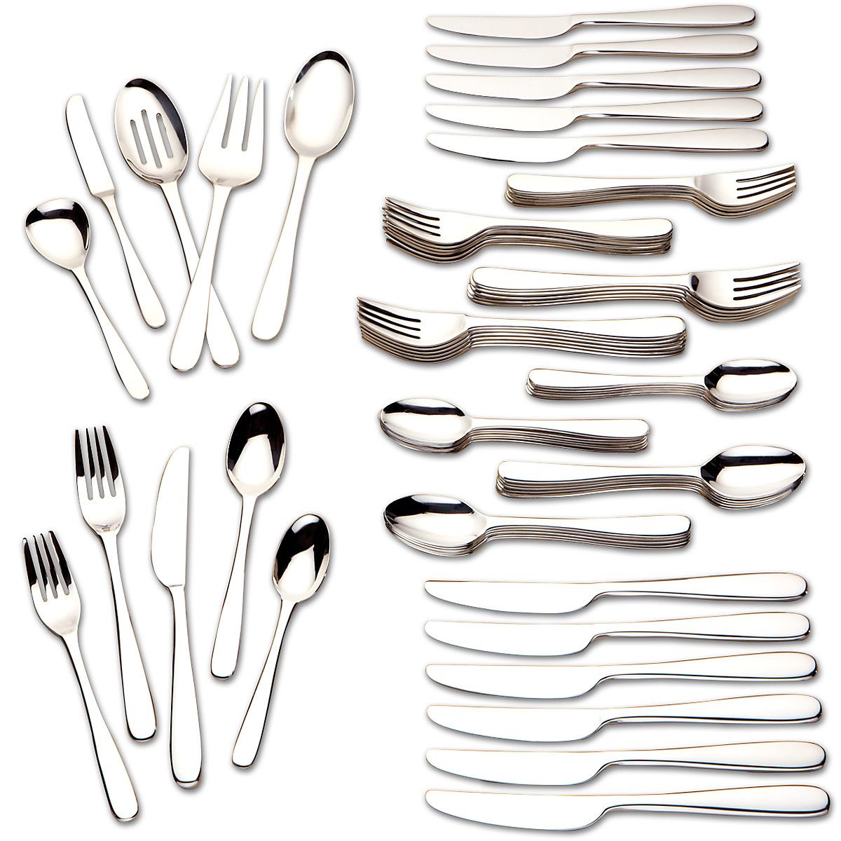  Lenox Stratton 65-Piece Flatware Set - Stainless Steel - Bonton