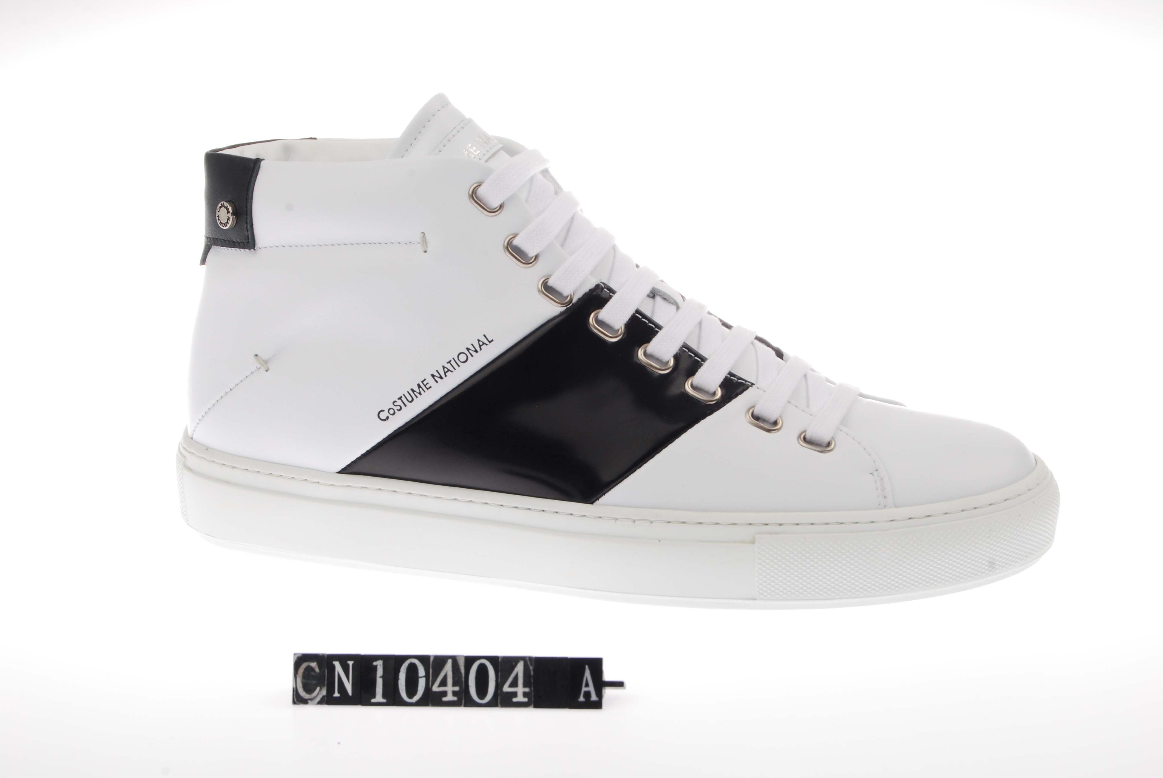  Costume National Logo Stripe High Top Sneaker - White - Bonton