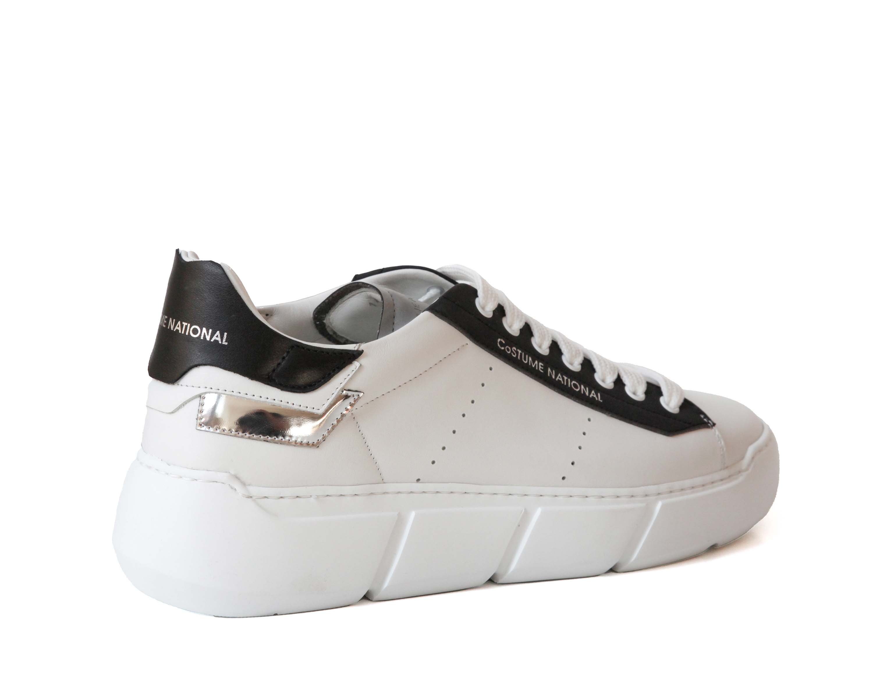  Perforated Chunk Sneakers by Costume National - Black/White - Bonton