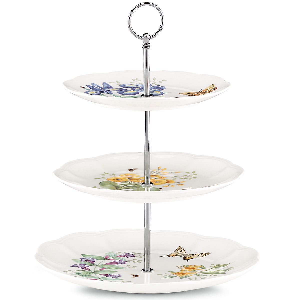  Lenox Butterfly Meadow 3-Tiered Server - White - Bonton