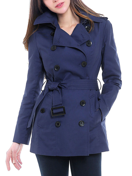 Women's Evelyn Water-Resistant Classic Hooded Short Trench Coat
