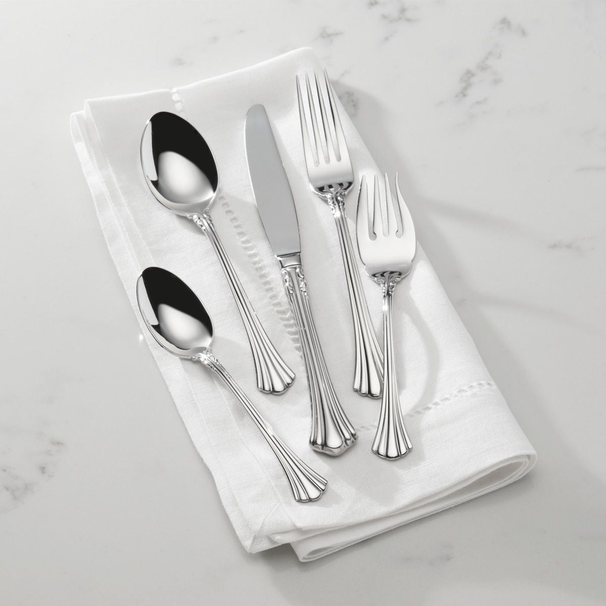  Reed & Barton Allora 5-Piece Flatware Set - Stainless Steel - Bonton