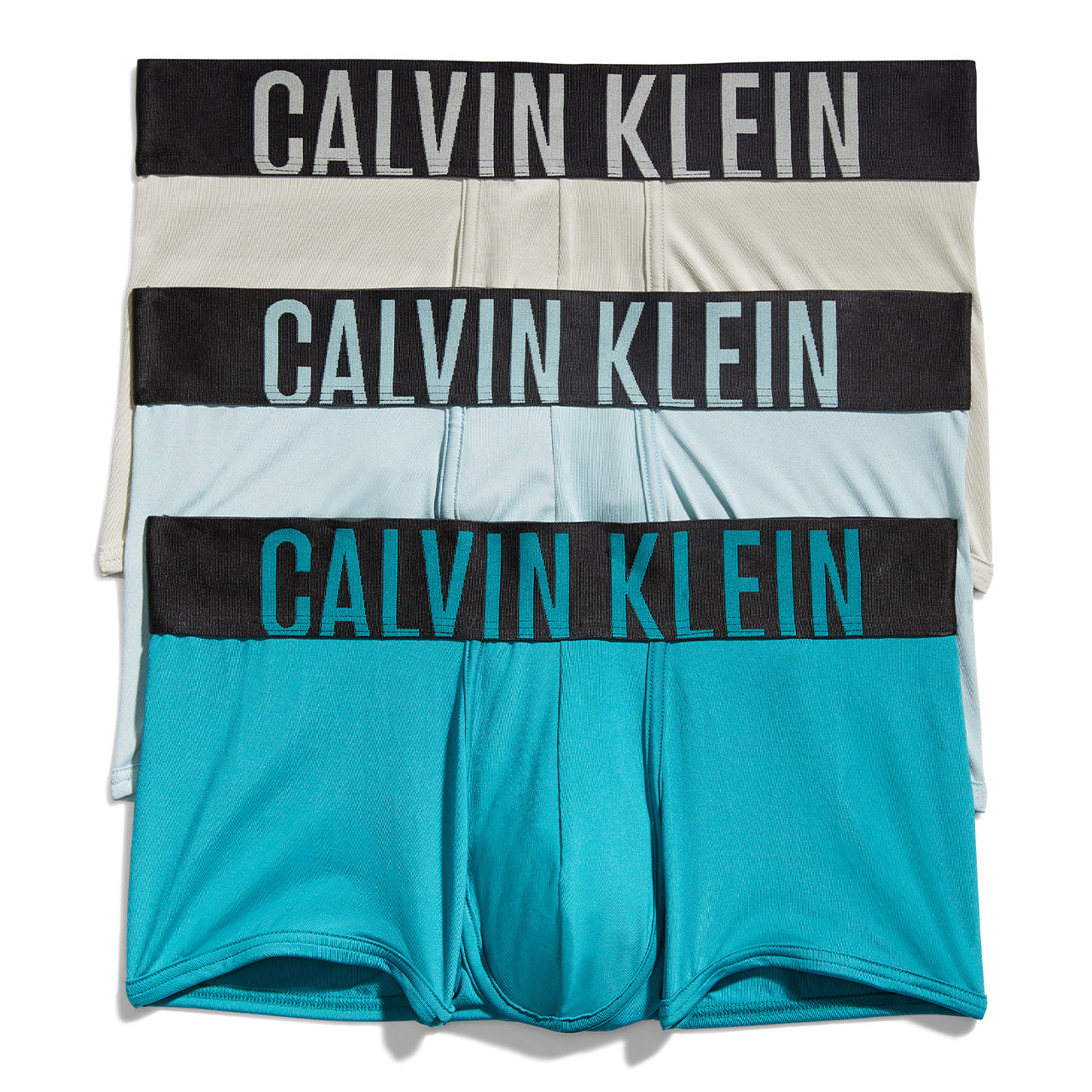  Calvin Klein Intense Power Micro Low Rise Trunk 3 Pack - Ocean Mist/ Tourmaline/ Deep Lake Logo - Bonton