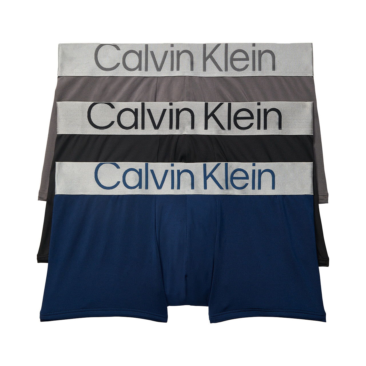  Calvin Klein Reconsidered Steel Micro Low Rise Trunk 3 Pack - Black/ Grey Sky/ Lake Crest Blue - Bonton