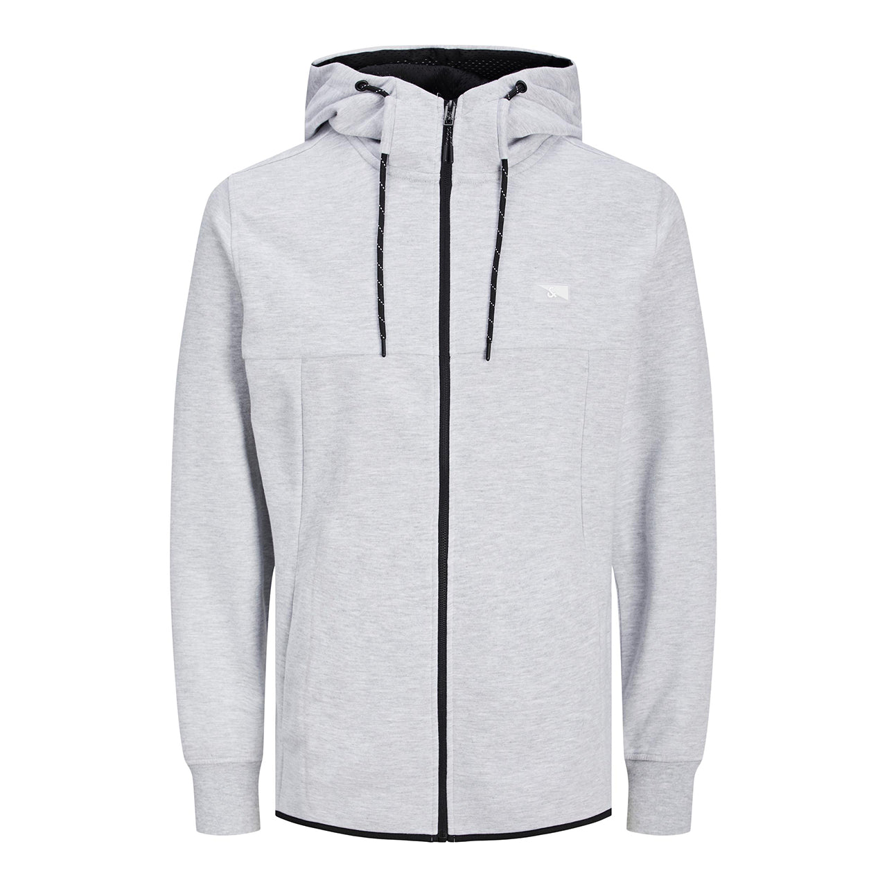  Jack & Jones High Neck Zip Hoodie - Light Grey Melange - Bonton