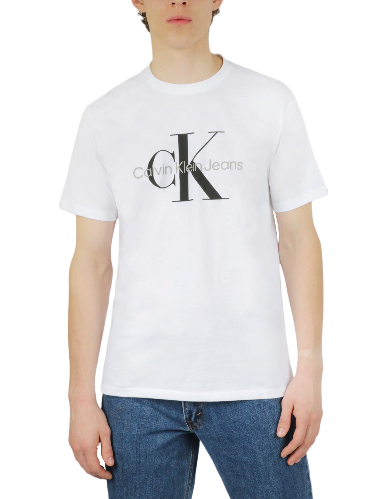  Calvin Klein Short Sleeves Monogram Crew - Brilliant White - Bonton