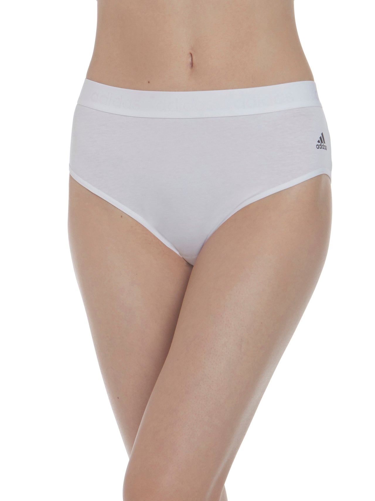  Adidas Smart Cotton Solid Bikini Briefs - White - Bonton