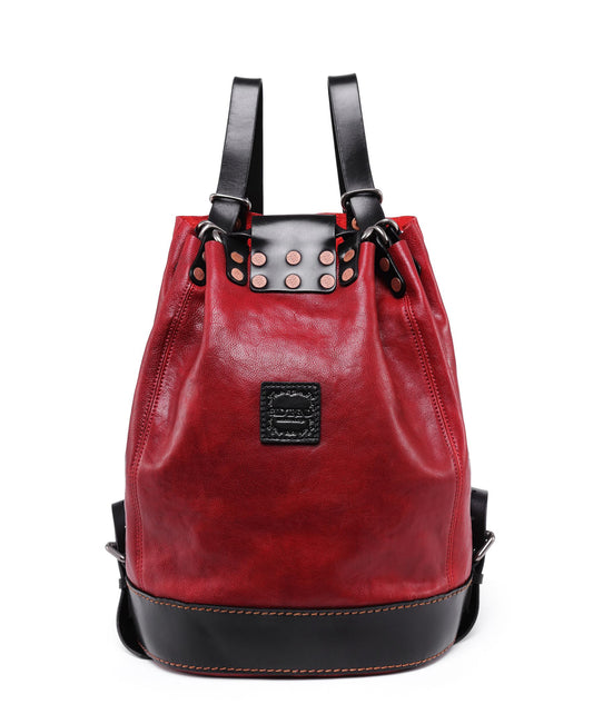 Modern Studded Leather Bucket Backpack