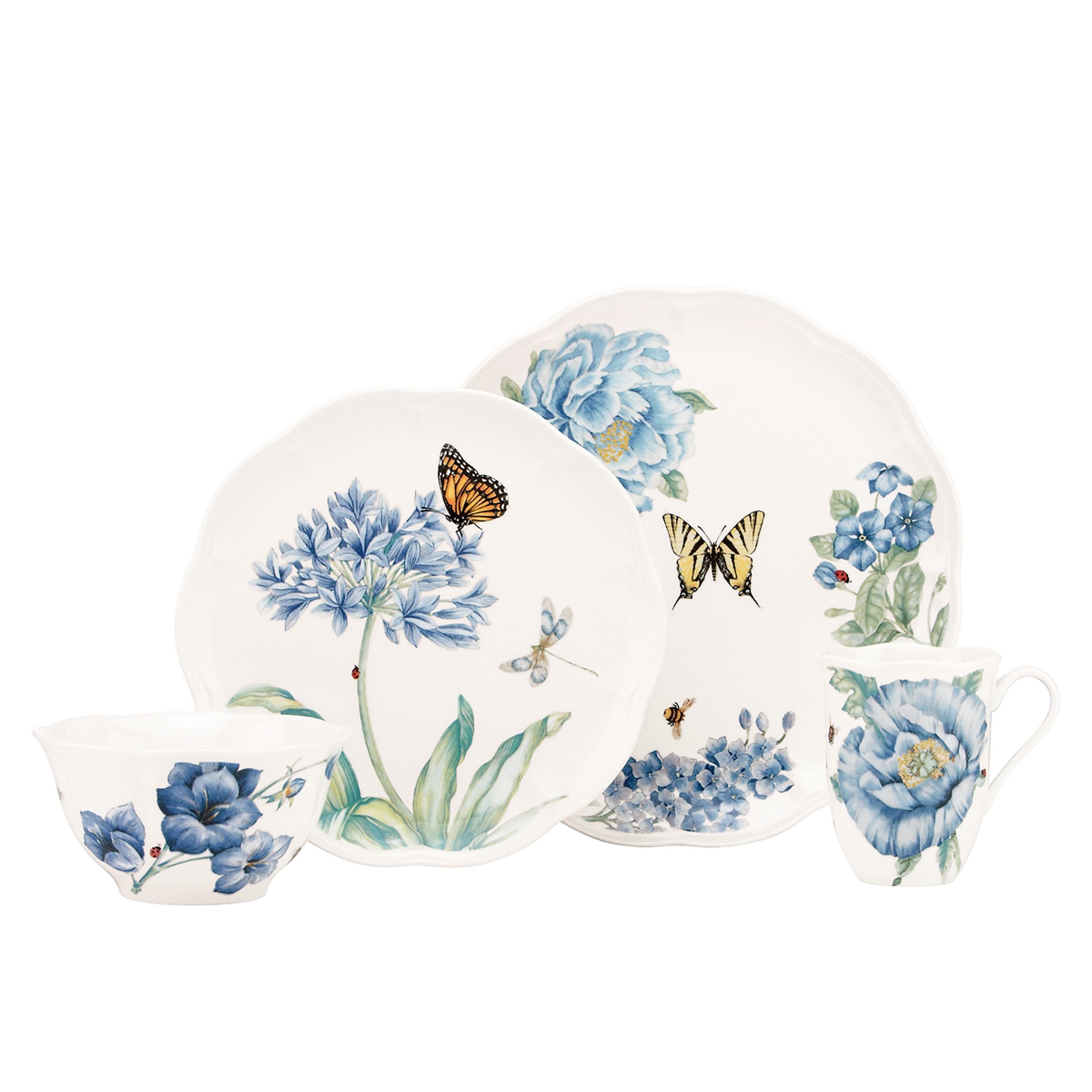  Lenox Butterfly Meadow Blue 4-Piece Set - White - Bonton